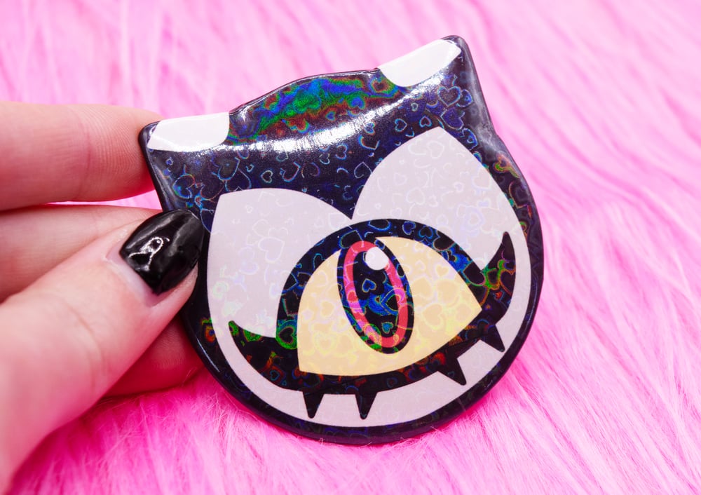 Holo Keekee Cat Badge