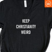 Image 2 of Keep Christianity Weird Women's V-Neck T-Shirt