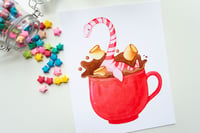 Image 1 of Plesiomint Hot Chocolate Art Print | Dessert Dino 8"x10" Art Reproduction