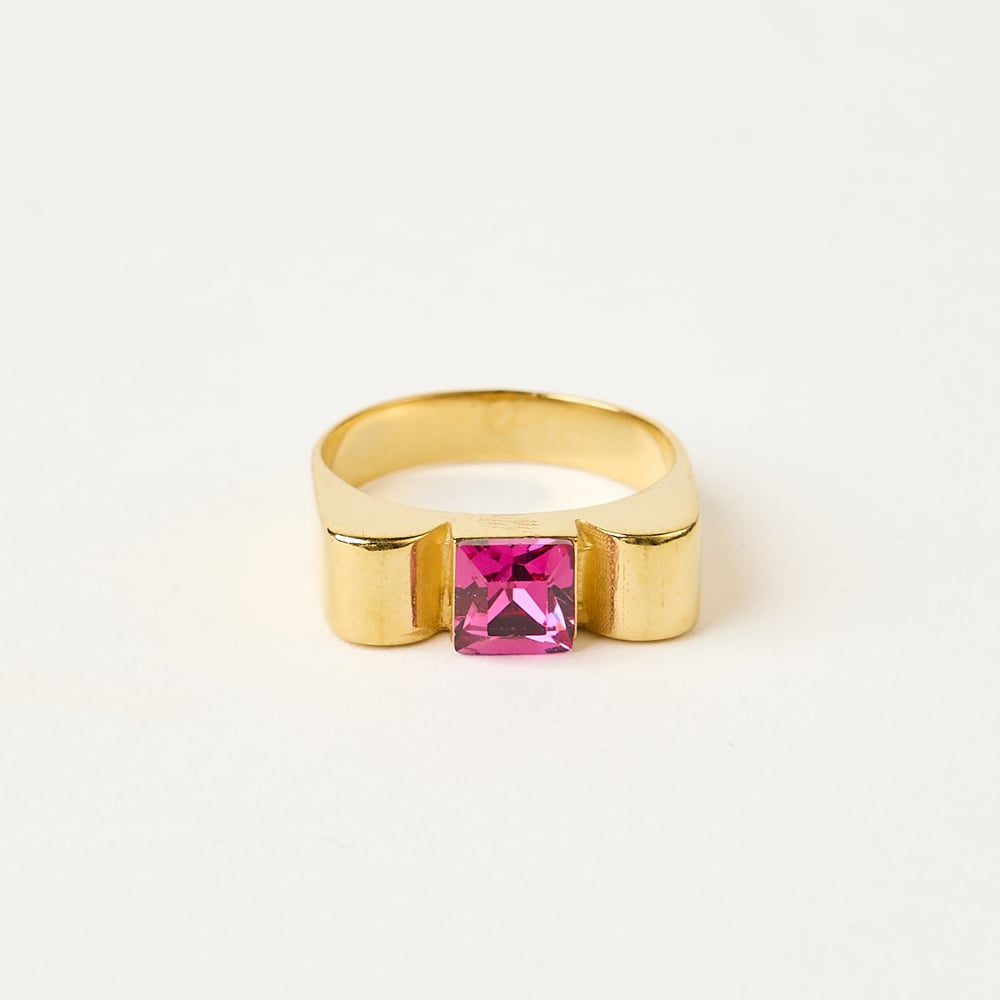 Image of BAGUE ROMY VERMEIL ROSE FUCHSIA