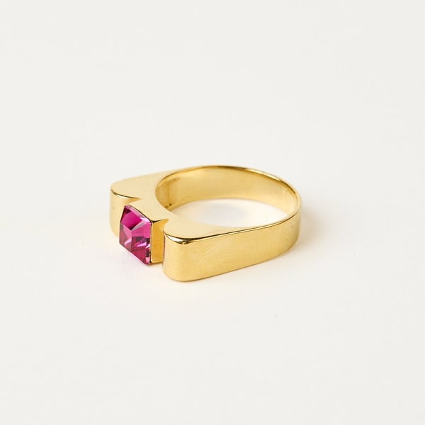 Image of BAGUE ROMY VERMEIL ROSE FUCHSIA