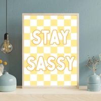 Image 3 of Little Phrase Checkerboard Print With White Font- Option 2