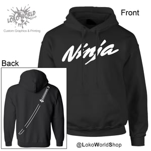 Image of Ninja Samurai, Bike Racing, Katana, Black Hoodie