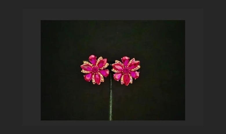 Image of Fushia Rhinestone Clip-On Earrings 