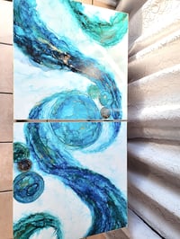 Image 3 of 22" Modern End Table Epoxy Resin Art Set of 2 'The Kraken'