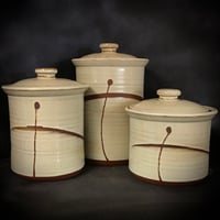 Image 1 of Handmade Gold Glazed Stoneware kitchen Canisters