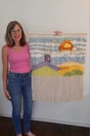"Purple House & Sunshine" Extra Large Woven Wall Hanging