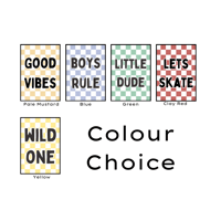 Image 7 of Little Phrase Checkerboard Print With Black Font- Option 1