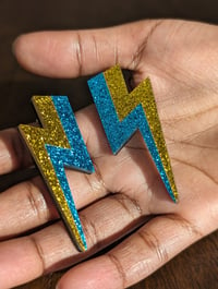 Image 12 of 'Flash' Lightning Bolt (Glam Rock Party Earrings) 