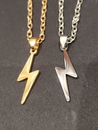 Image 7 of Stainless Steel Lightning Bolt Necklace (Silver or Gold)