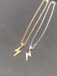 Image 9 of Stainless Steel Lightning Bolt Necklace (Silver or Gold)