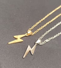 Image 10 of Stainless Steel Lightning Bolt Necklace (Silver or Gold)