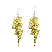 Image 5 of Colourful Party Glitter Leather Lightning Bolt (Glam Rock Fancy Dress Earrings) Flash