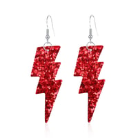 Image 3 of Colourful Party Glitter Leather Lightning Bolt (Glam Rock Fancy Dress Earrings) Flash