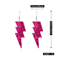 Image 8 of Colourful Party Glitter Leather Lightning Bolt (Glam Rock Fancy Dress Earrings) Flash