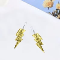 Image 7 of Colourful Party Glitter Leather Lightning Bolt (Glam Rock Fancy Dress Earrings) Flash