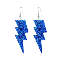 Image 2 of Colourful Party Glitter Leather Lightning Bolt (Glam Rock Fancy Dress Earrings) Flash