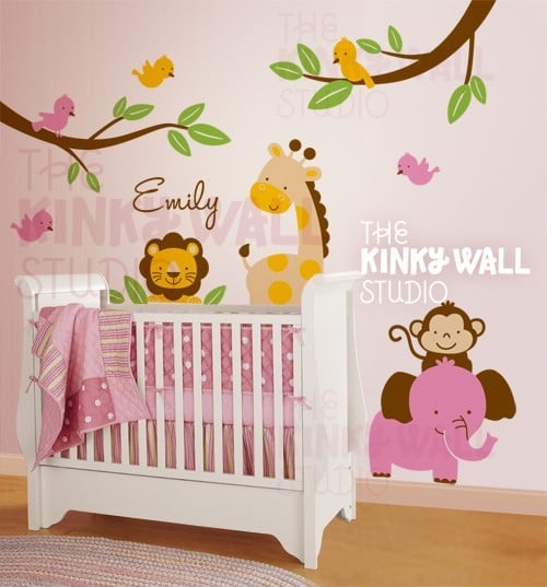Removable Wall Decal Giraffe Monkey Elephant Lion Kk113 Decals Stickers By My Friend Matilda - Removable Wall Decals For Baby Nursery
