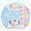 Bedtime story collage sweater 