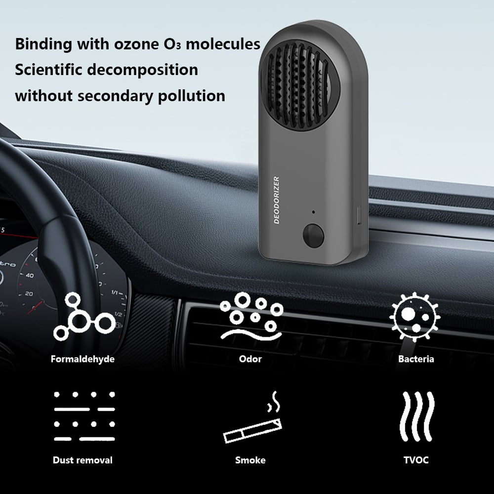 Auto Vehicle Odor Eliminator - USB Rechargeable Ozone Generator, Car Air Purifier, Smoke Remover