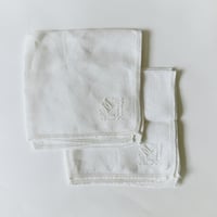 Image 2 of Set of 2 Monogrammed "M" White Linen Handkerchiefs 