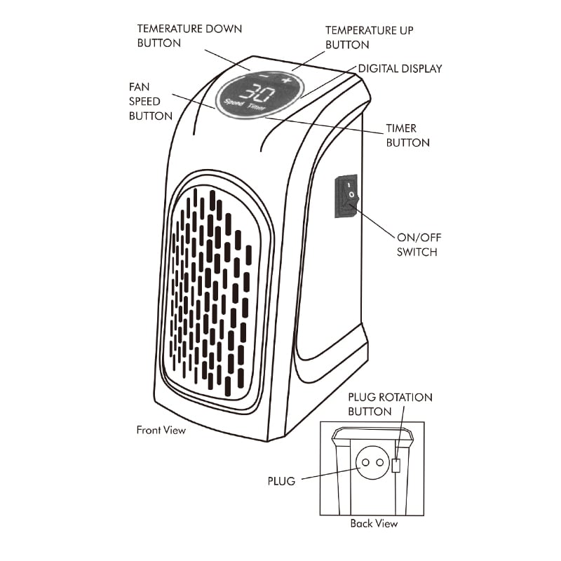 Mini Fan Heater - Wall Electric Heater, Desktop Warm Blower, Household Radiator Warmer for Winter