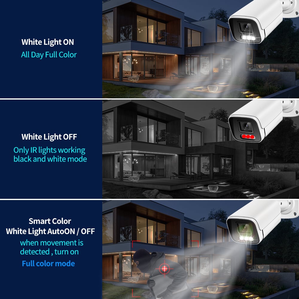 4K 8MP IP Camera - Audio, Outdoor POE, H.265, Onvif Metal Bullet CCTV, 4MP Color Night Vision