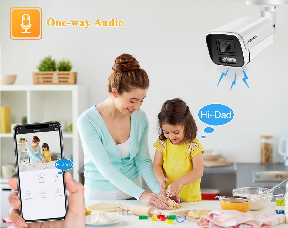 4K 8MP IP Camera - Audio, Outdoor POE, H.265, Onvif Metal Bullet CCTV, 4MP Color Night Vision