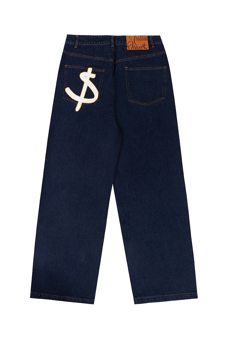 Trillion jeans yellow print logo