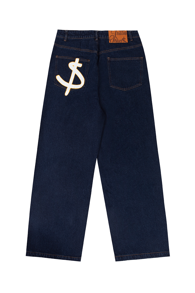 Trillion jeans yellow print logo 