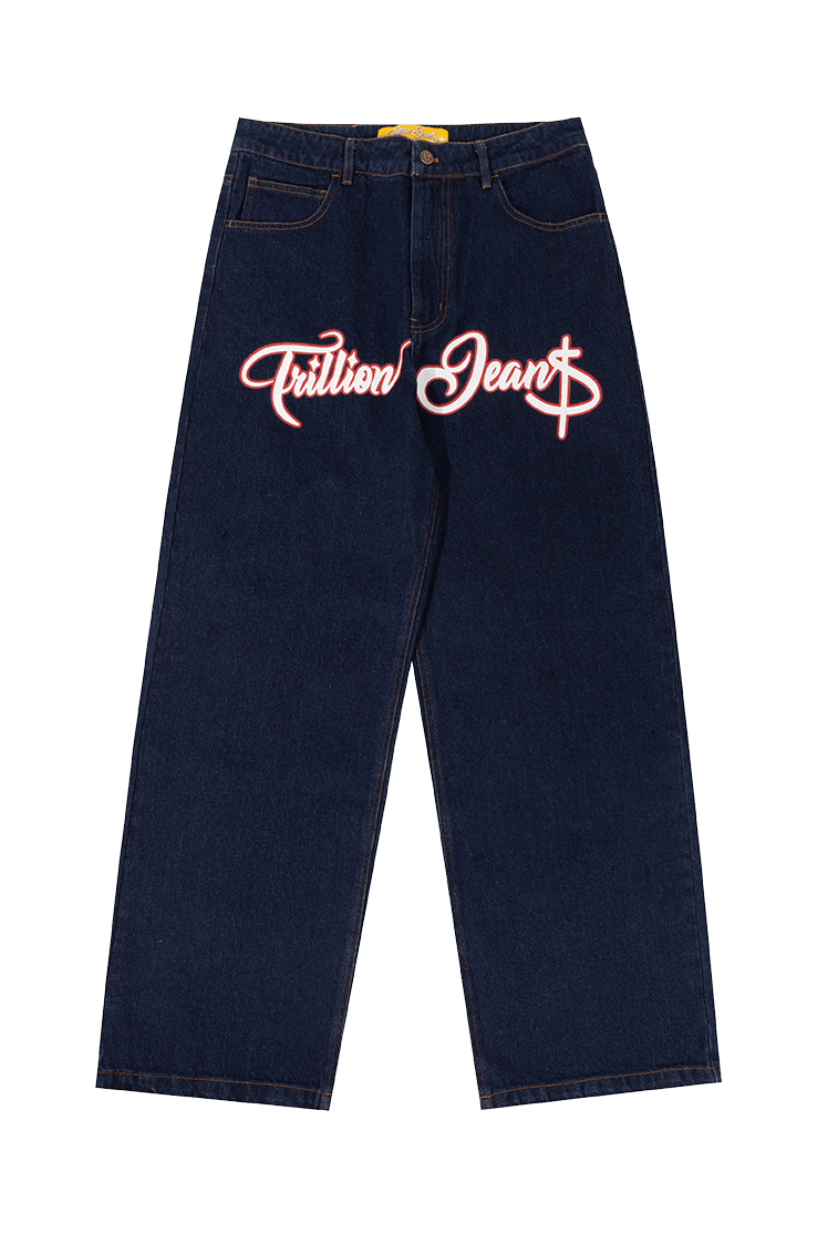 Trillion jeans red print logo