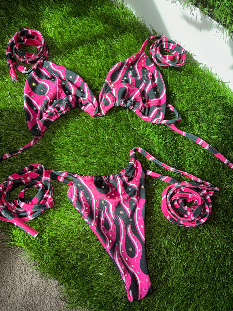 Image of Pink Flames Bikini set  (MADE TO ORDER)