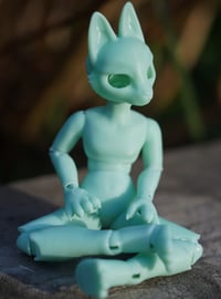 Image 2 of Miniature Shapeshifter "Kitty" Ball Jointed Doll Blank Base (Seafoam Green, Slim Body)