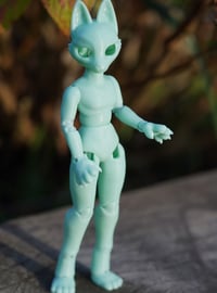 Image 3 of Miniature Shapeshifter "Kitty" Ball Jointed Doll Blank Base (Seafoam Green, Slim Body)