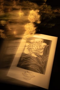 Image 1 of DAHLIA LINOCUT (FLYING BIRDS)