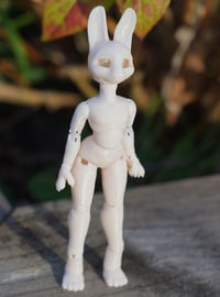 Image 2 of Miniature Shapeshifter "Bunny" Ball Jointed Doll Blank Base (Light Cream, Slim Body)