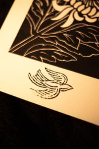 Image 3 of CRYSANTHEMUM LINOCUT (FLYING BIRDS)