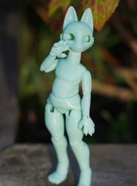 Image 2 of Miniature Shapeshifter "Kitty" Ball Jointed Doll Blank Base (Seafoam Green, Chubby Body)