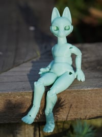 Image 4 of Miniature Shapeshifter "Kitty" Ball Jointed Doll Blank Base (Seafoam Green, Chubby Body)