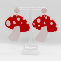 Image 1 of Red & White Mushroom Earrings