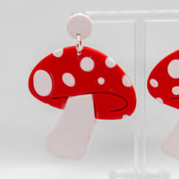 Image 2 of Red & White Mushroom Earrings