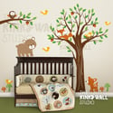 Full Tree with Branch Forest Friends Bear - vinyl wall sticker decal - KK123 - Children Baby Kid nur