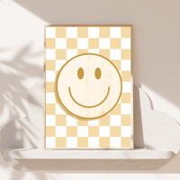 Image 3 of Vintage Smiley Checkerboard Print