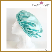 Image 1 of Pamper Caps™ NightCap Sleep Bonnet Aqua/Lemon