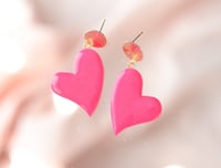 Image 1 of Love Unhinged Chunky Heart Dangles | Polymer Clay Earrings