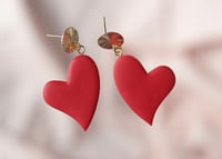 Image 2 of Love Unhinged Chunky Heart Dangles | Polymer Clay Earrings