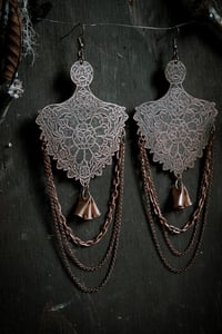 Image 3 of Woven Tapestry etched brass earrings
