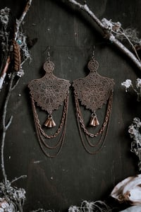 Image 4 of Woven Tapestry etched brass earrings