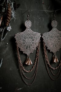 Image 5 of Woven Tapestry etched brass earrings