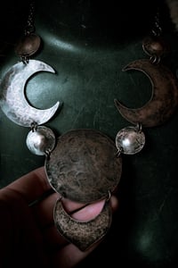 Image 5 of Phases of the Moon hammered brass necklace